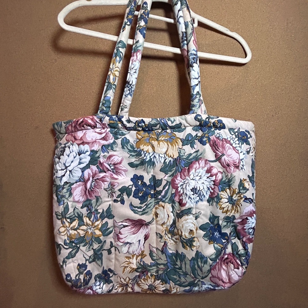 Floral Quilted Tote Bag Large Capacity Shoulder Bag
